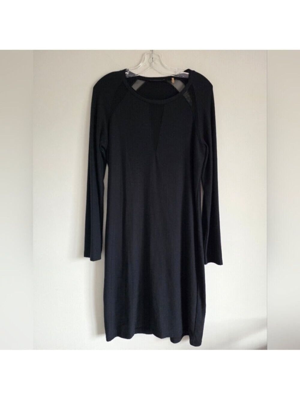 TAHARI | Sweatshirt Dress Mesh Details Black Sz XL